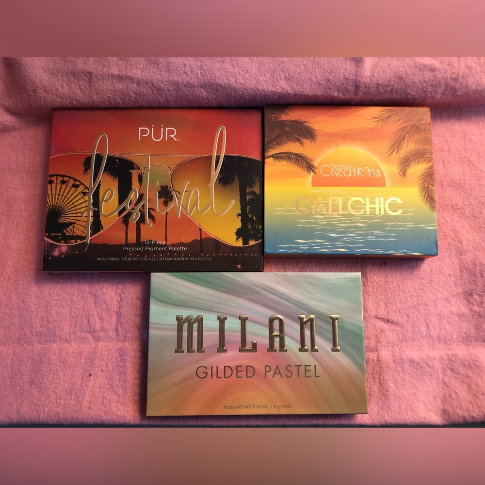 Pur Festival Eyeshadow Pallet/Milano Gilded Pastel/Beauty Creations Cali Chic